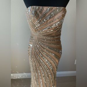 Beautiful sequin embellished maxi strapless gown